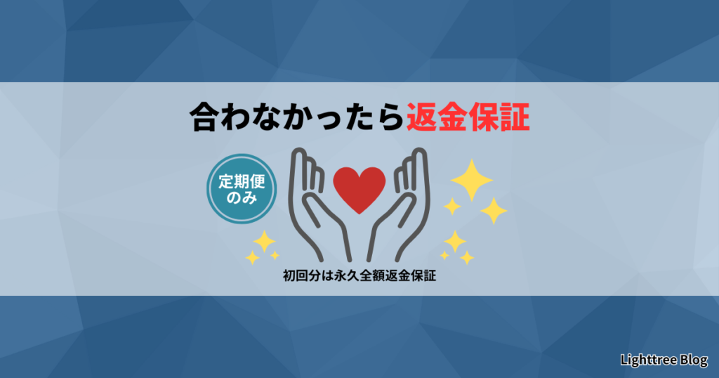 合わなかったら返金保証｜定期便のみ。初回分は永久全額返金保証