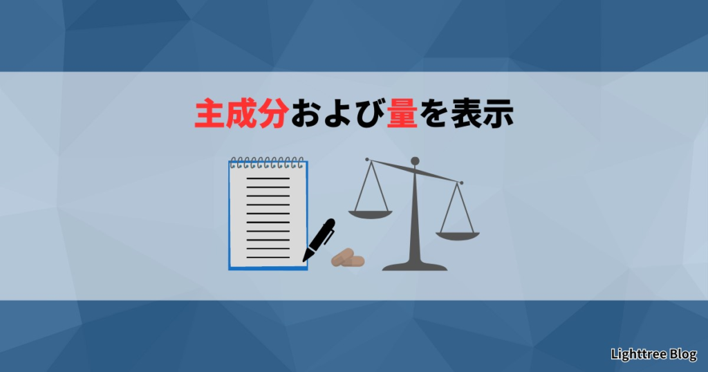 主成分および量を表示