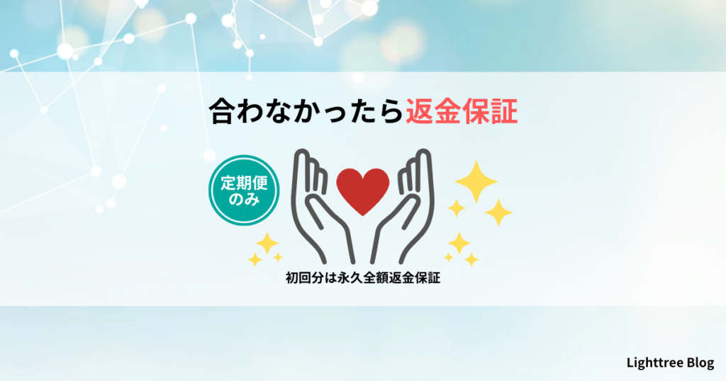 合わなかったら返金保証｜定期便のみ。初回分は永久全額返金保証