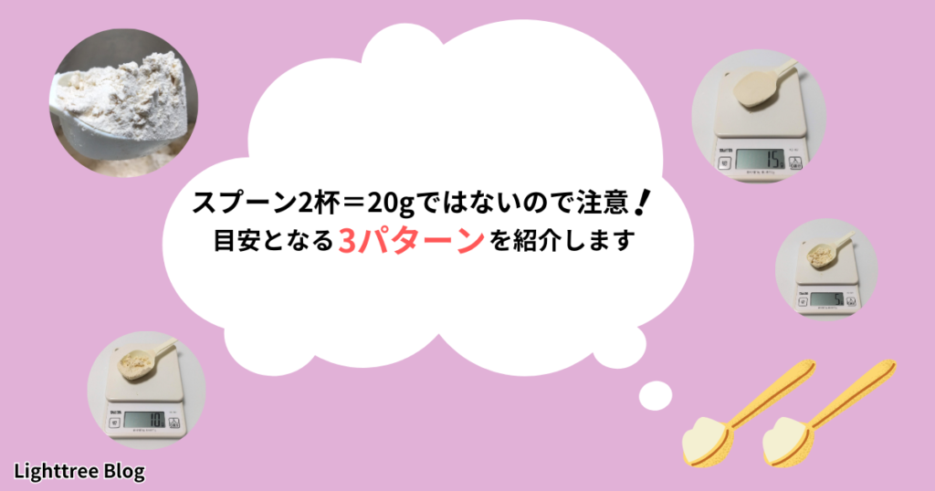 スプーン2杯＝20gではないので注意！目安となる3パターンを紹介します