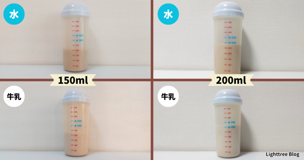 4パターンの泡立ち比較