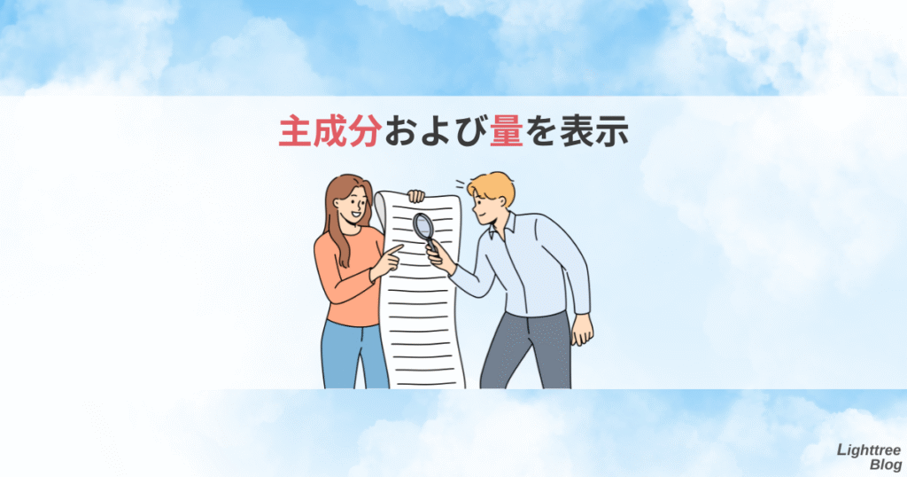 主成分および量を表示