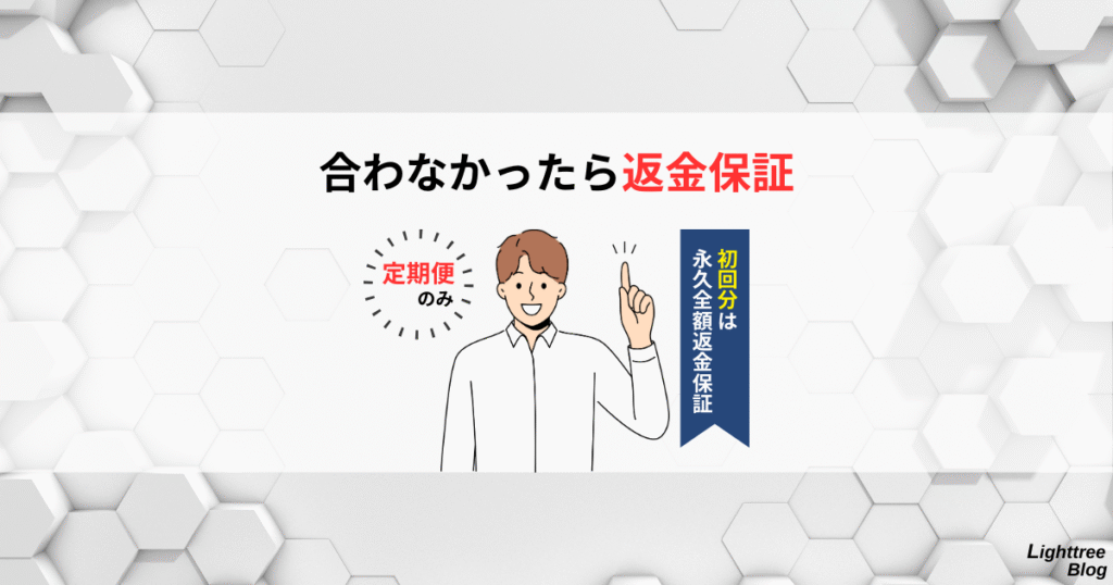 【合わなかったら返金保証】定期便のみ初回分は永久全額返金保証