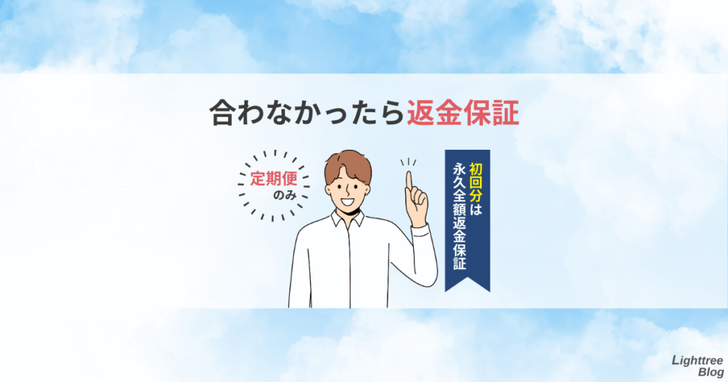 【合わなかったら返金保証】定期便のみ。初回分は永久全額返金保証