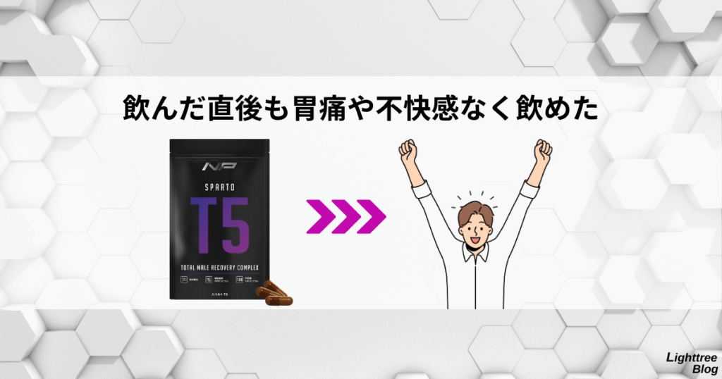飲んだ直後も胃痛や不快感なく飲めた
