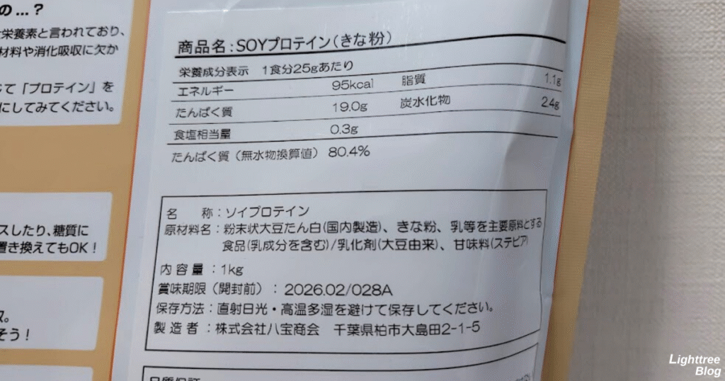 LIMITESTソイプロテイン【きな粉】の栄養成分