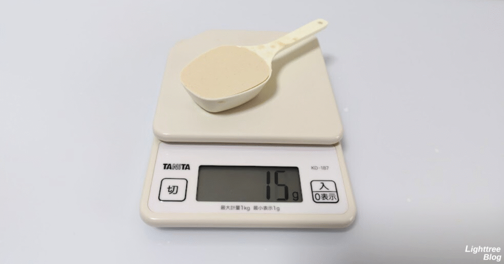 スプーン1杯を計測してみると15gだった