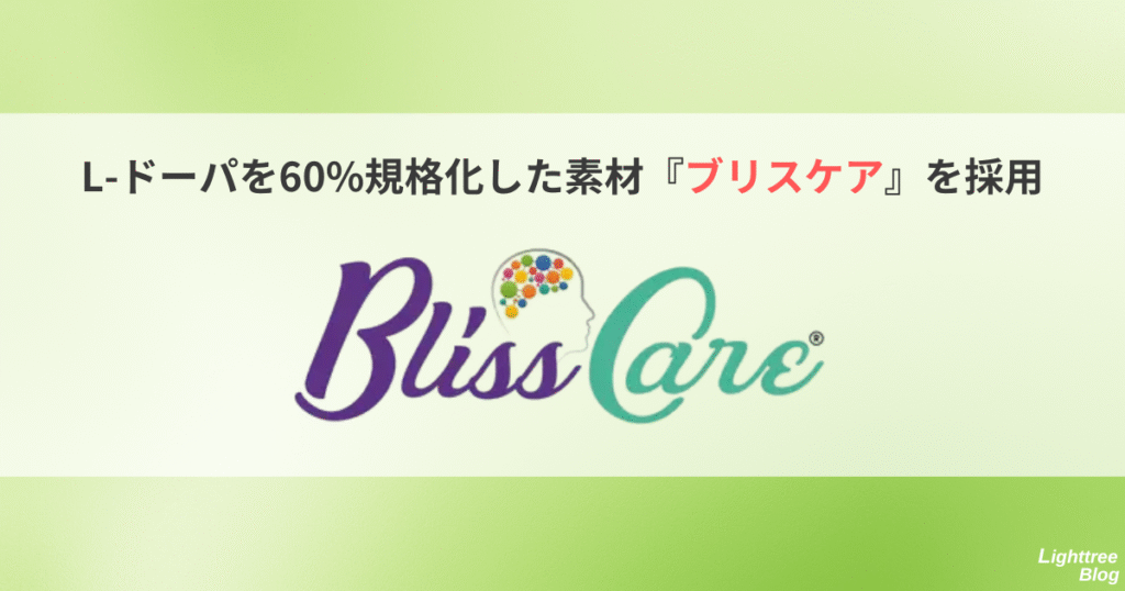 L-ドーパを60%規格化した素材『ブリスケア』を採用