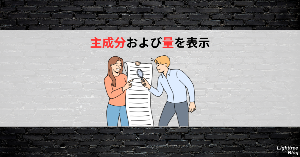 主成分および量を表示