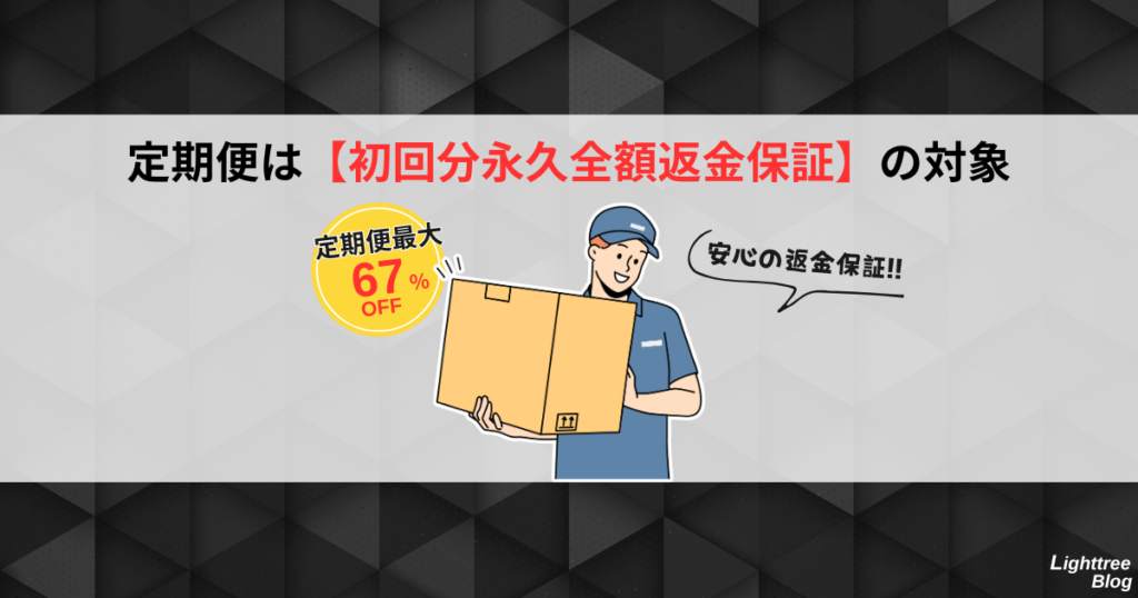 定期便利用で最大67%OFF＆安心の【初回分永久全額返金保証】付き