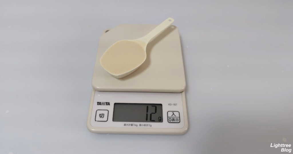 スプーン1杯を計測してみると12gだった