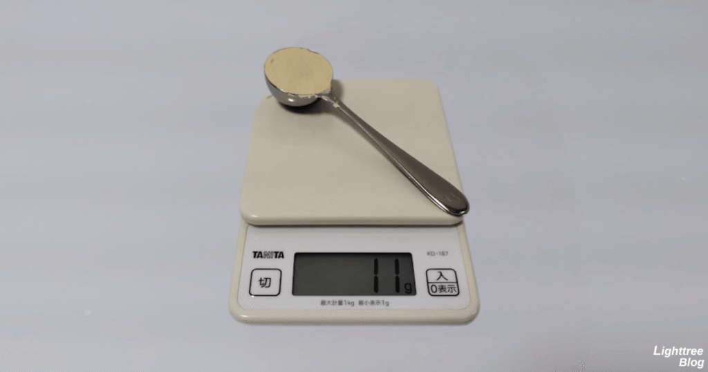 スプーン1杯は11gだった