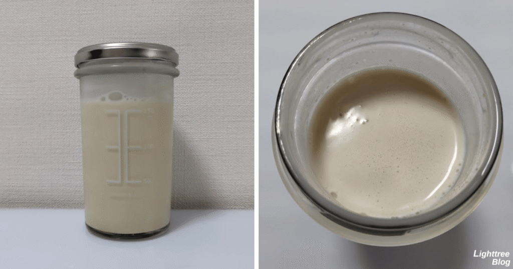 私の完全美容食【黒糖プレーン味】牛乳150cc
シェイク後の泡立ち・ダマ